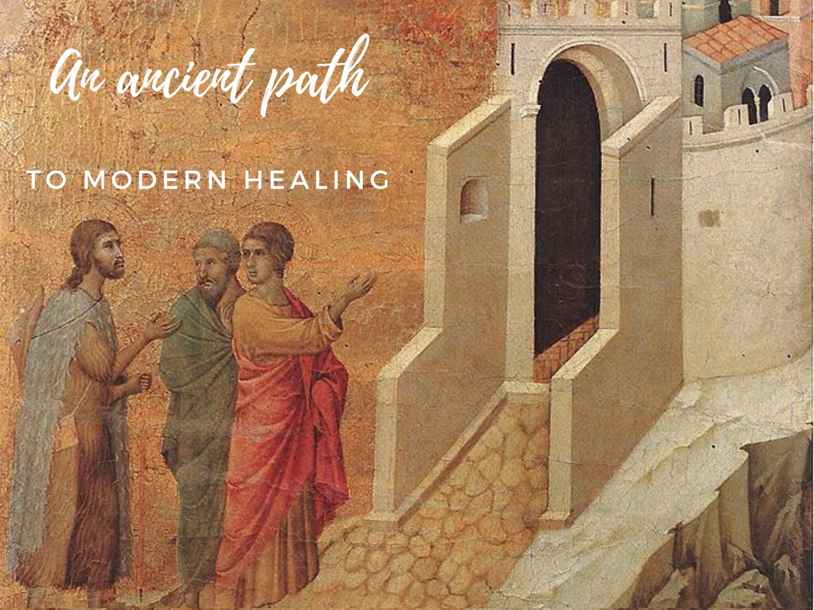 Ancient religious artwork with the words An ancient path to modern healing